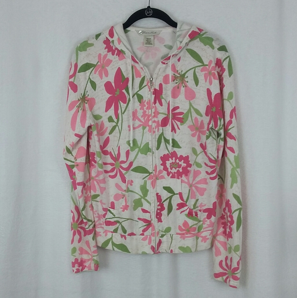 Jillian Nicole Floral Zip Hooded Cardigan 0013
